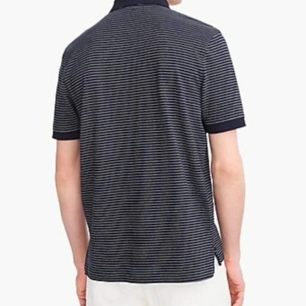 Men's J. CREW Stretch Piqué Polo‎ Shirt in Navy Stripe J6922- Size M